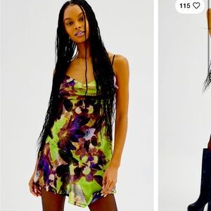 UO Nigel Ruffle Mini Slip Dress - size L